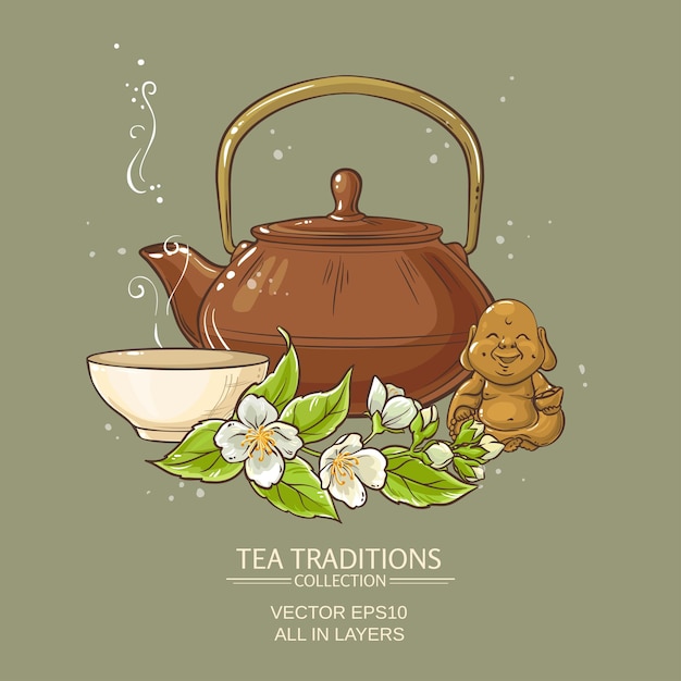 Jasmine tea vector illustration