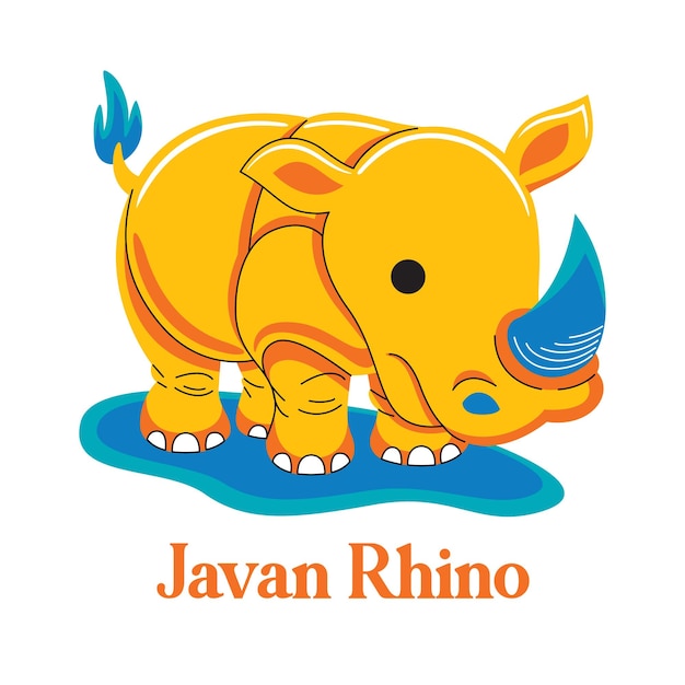 Java rhinoceros in flat design style