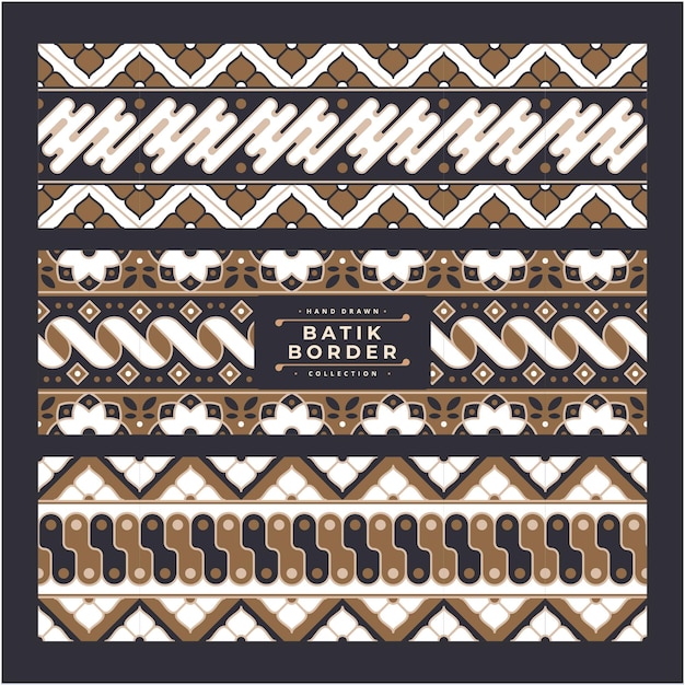 javanese batik border vector collection