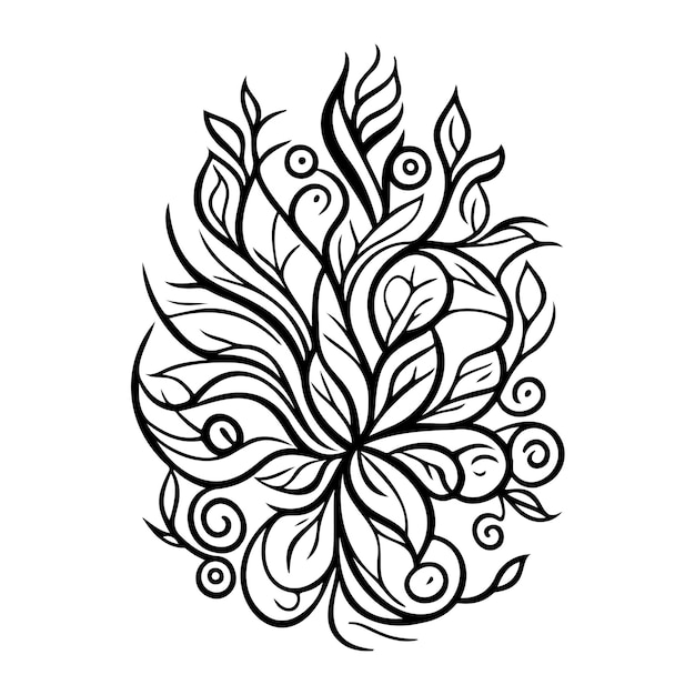 Javanese ornament design element illustration sketch black