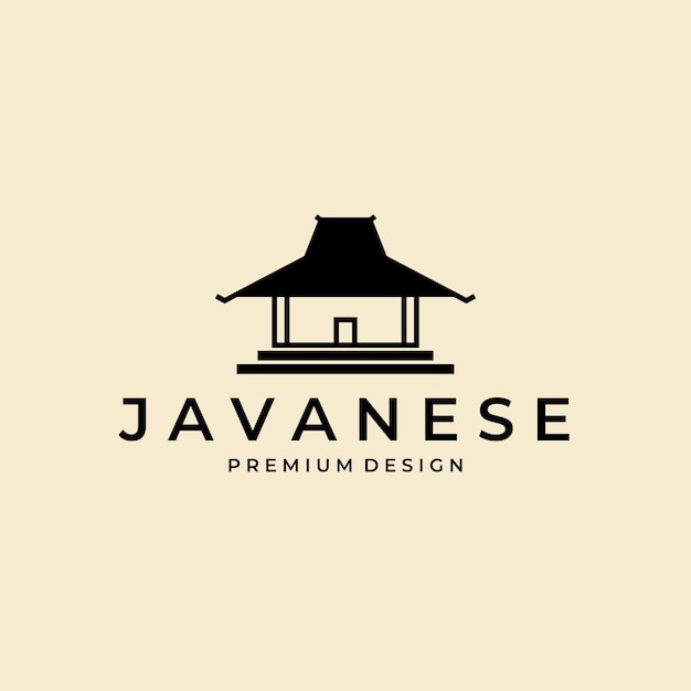 Javanese traditional house logo vintage vector symbol illustration design