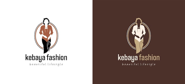 Vector javanese traditional kebaya fashion logo design silhouette of traditional lifestyle clothing