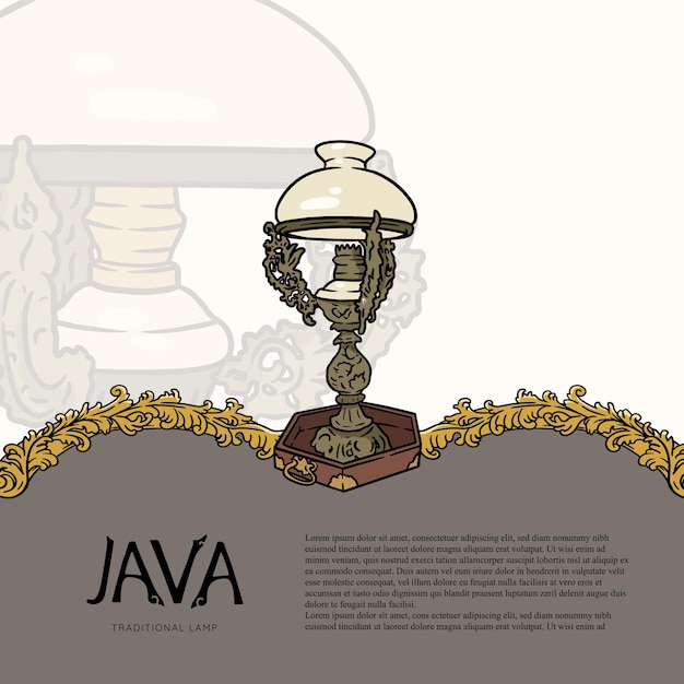 Javanese traditional lamp vector hand drawn indonesian culture illustrasion for social media or background