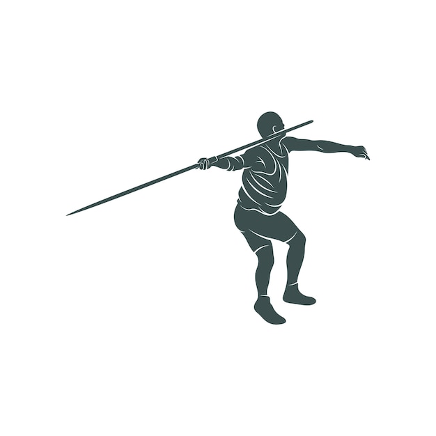 Vector javelin thrower vector illustration design javelin thrower logo design template