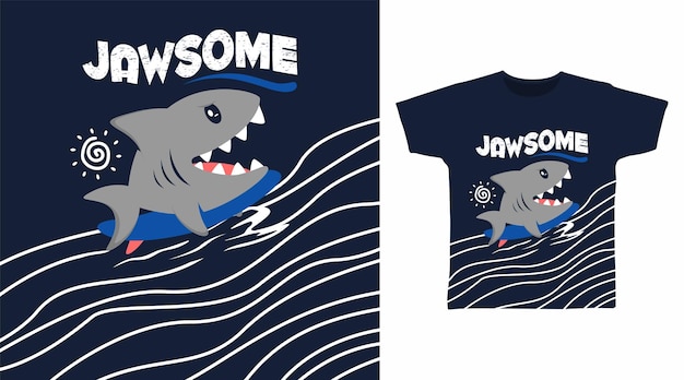 Jaw surf cartoon tshirt conceptontwerp