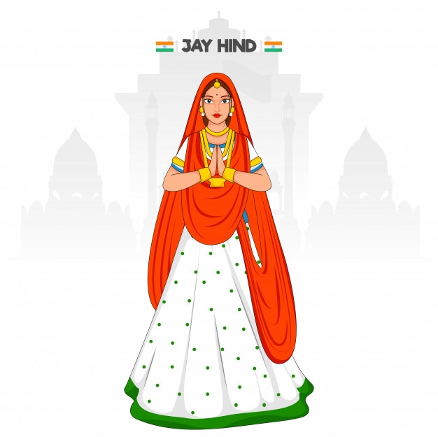 Jay Hind 用印度服裝的女人插圖