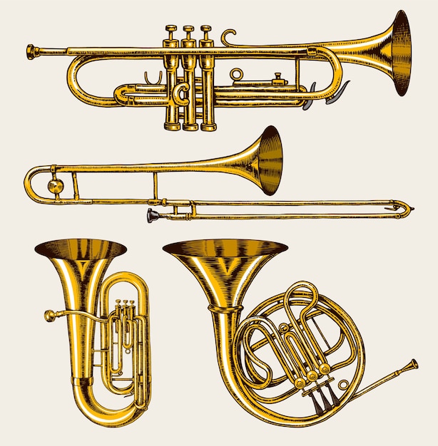 Vettore set di strumenti a fiato classici jazz