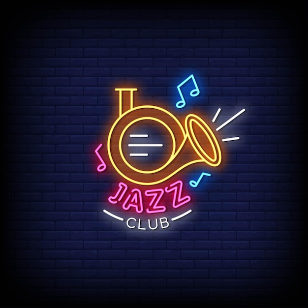 Vector jazz club logo neon signs style text