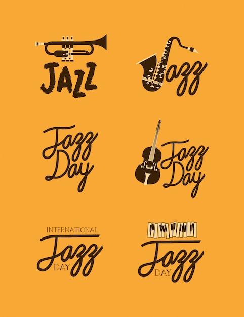 Vector jazz day poster set of templates