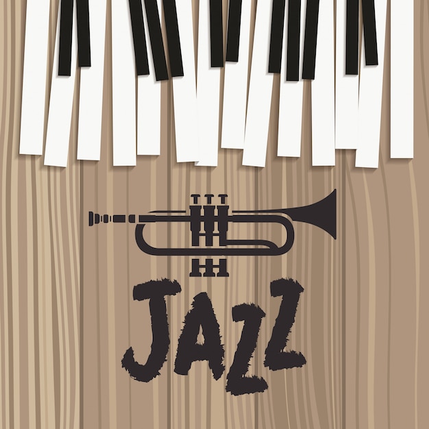 Jazz day poster with piano keyboard and trumpet