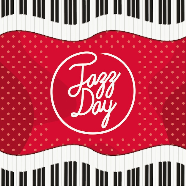 Jazz day poster with piano keyboard