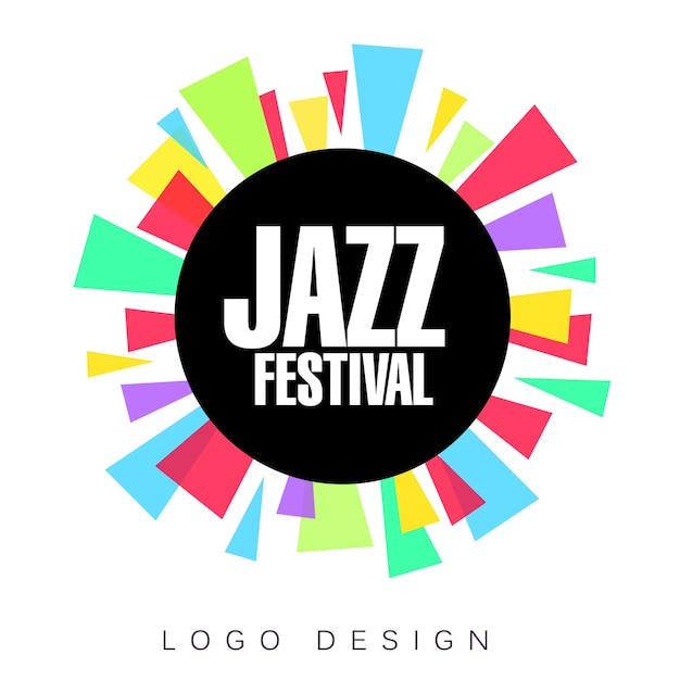 Jazz festival logo template, colorful creative banner, poster, flyer design element for musical party celebration vector illustration, web design