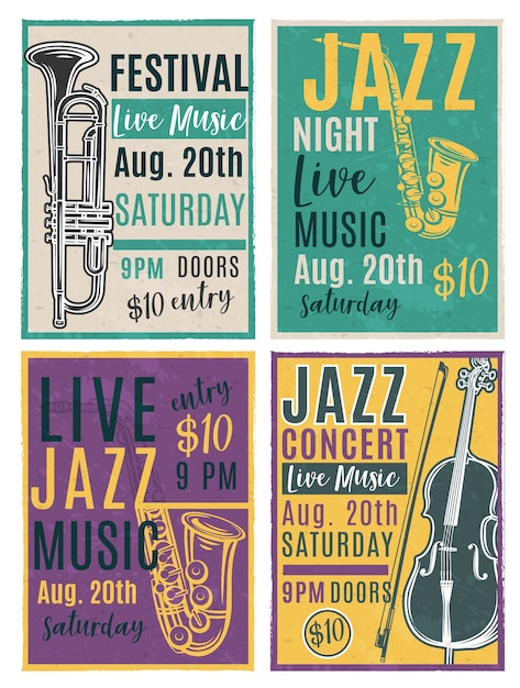 Jazz festival poster sjabloon