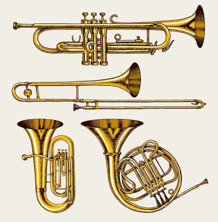 Vector jazz klassieke blaasinstrumenten ingesteld