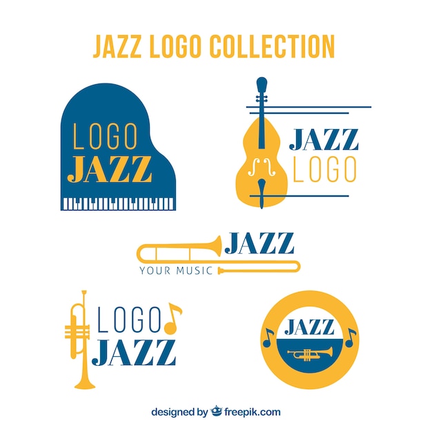 Collezione jazz logo con design piatto