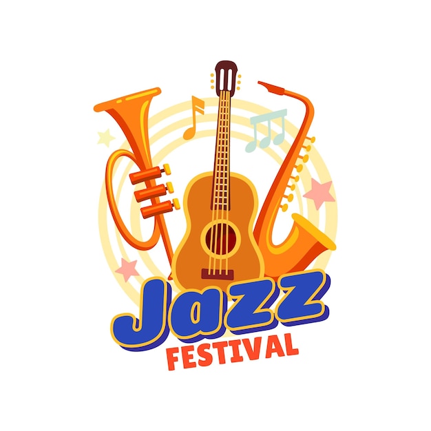 Jazz music festival icon saxophone and trumpet