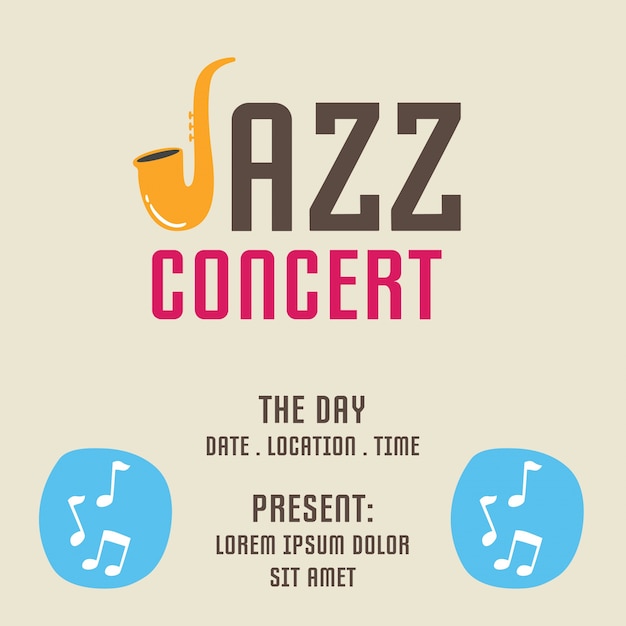 Плакат фестиваля джазовой музыки и шаблона баннера