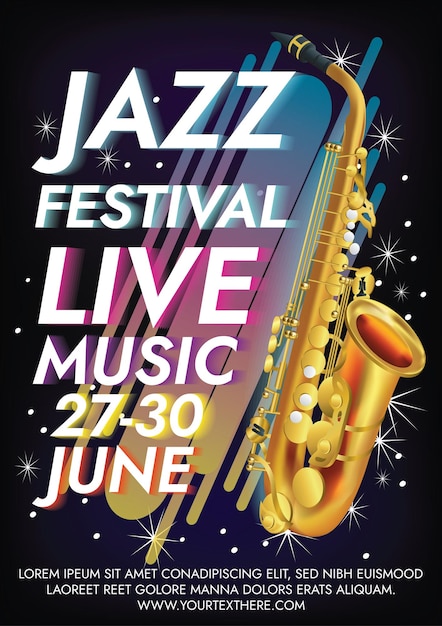 Vector jazz music festival poster for jazz club