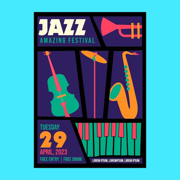 Jazz music poster design template