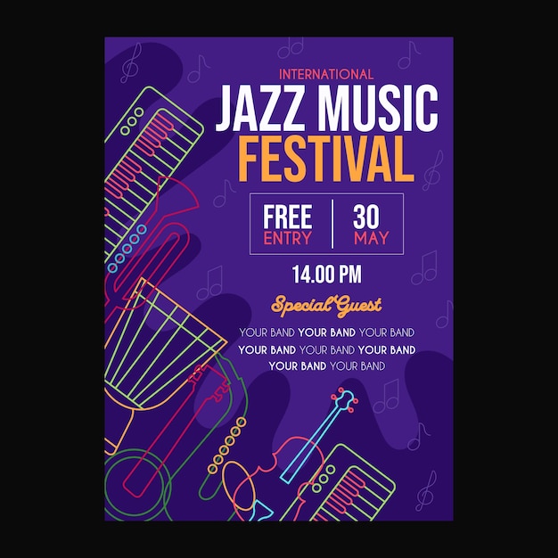 Vector jazz music poster design template