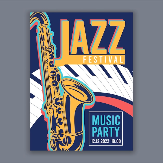 Poster di musica jazz per concerti di musica e festival illustrazione vettoriale