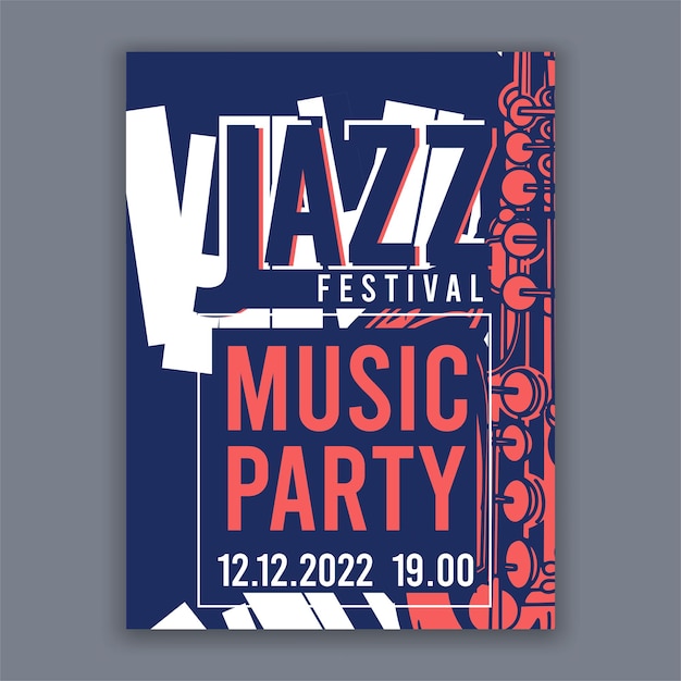 音楽コンサートやフェスティバルのベクトル図のジャズ音楽ポスター