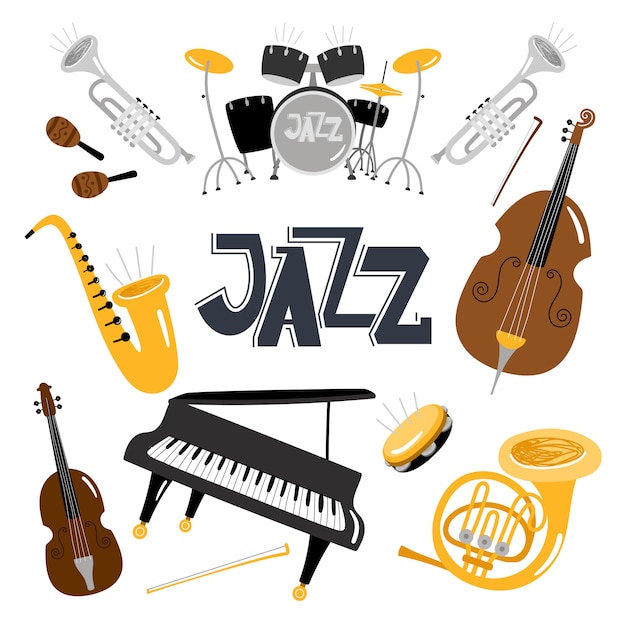 Vector jazz musical instruments.