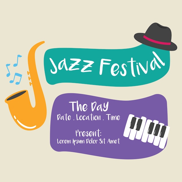 Vector jazz muziek festival poster en banner ontwerpsjabloon