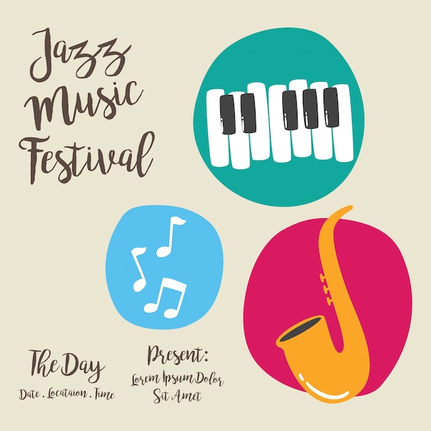 Vector jazz muziek festival poster en banner ontwerpsjabloon