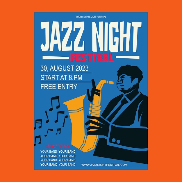 Vector jazz muziek poster ontwerpsjabloon