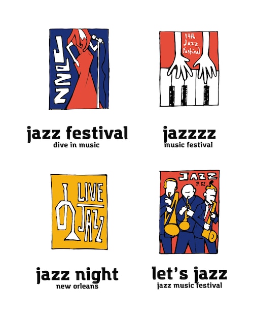 Jazz muziekfestival logo set