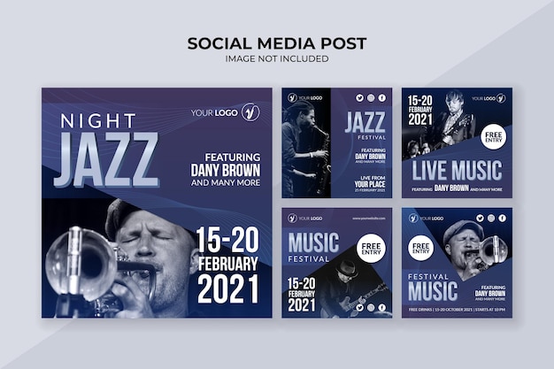 Jazz muziekfestival sociale media post-sjabloon