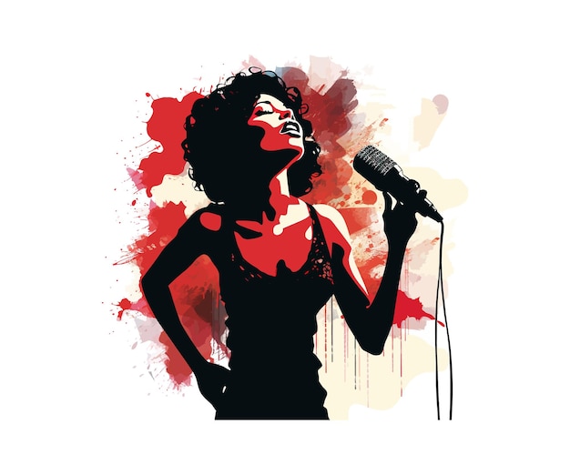 Jazz singer with microphone on grunge background Vector illustration design