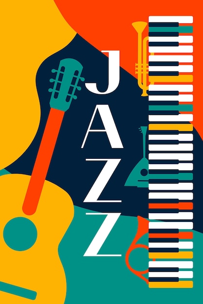 Vector jazz-uitnodiging. muziek. muziekinstrumenten vector illustratie