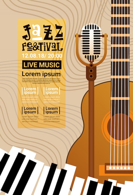 Jazzfestival live muziekconcert poster advertentie retrobanner