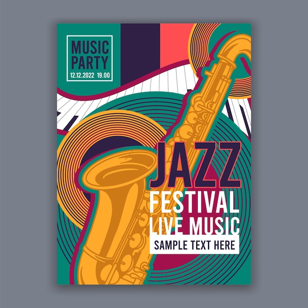 Vector jazzmuziekposter voor muziekconcerten en festivals vectorillustratie