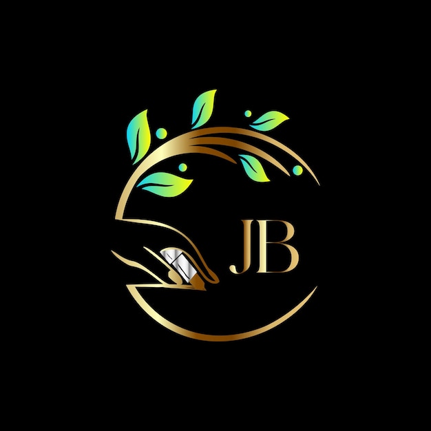 Первоначальный логотип JB, ногти, векторный шаблон Luxury Cosmetics Spa Beauty