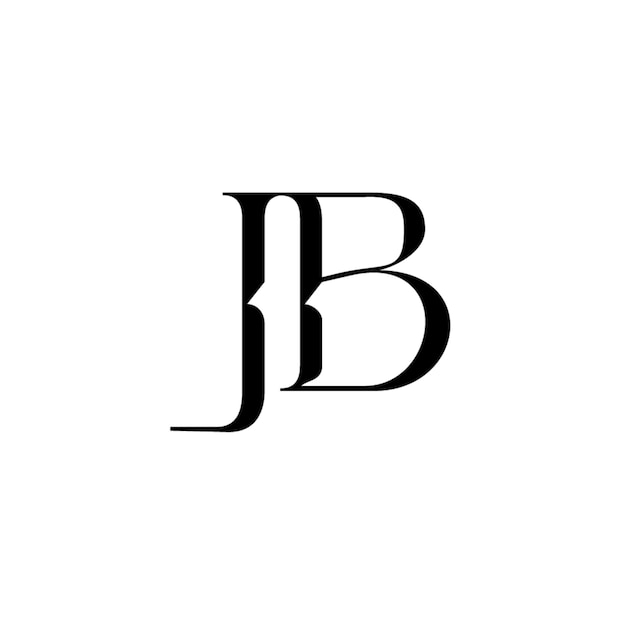 JB モノグラム ロゴデザイン 文字 テキスト 名前 シンボル 単色 ロゴタイプ アルファベット 文字 シンプル ロゴ