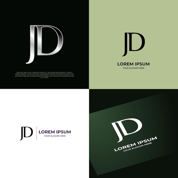 Vector jd initial modern typography emblem logo template for business