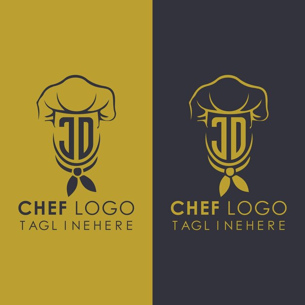 Vector jd initial monogram for chef cooking logo with creative style design