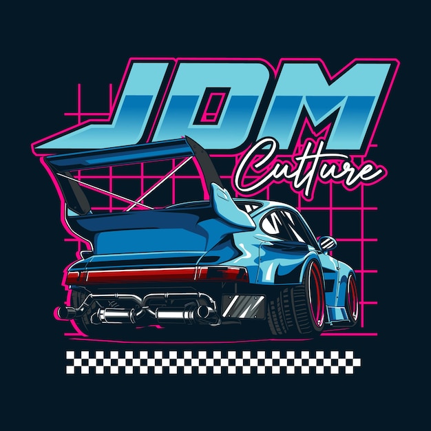 Vector jdm auto t-shirtontwerp met tekst erop