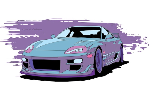 Auto jdm in viola con blu