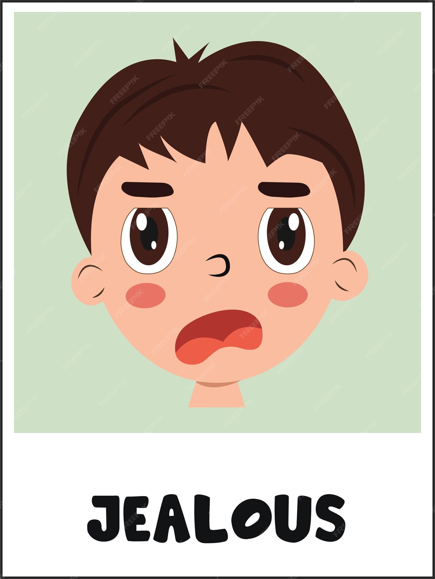 Premium Vector  Scared face cartoon flashcard