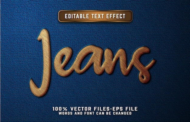 Jeans 3d realistic text effect premium vectors