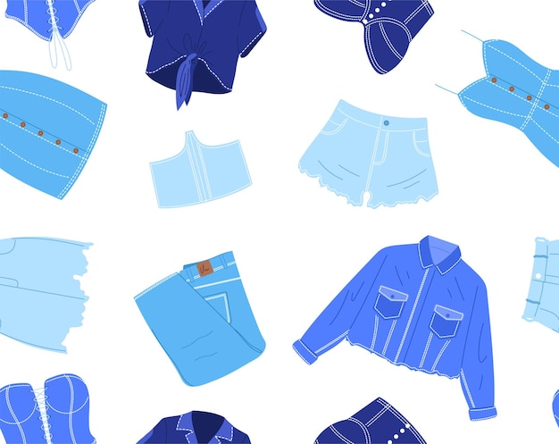 Jeans kledingstukken naadloos patroon vector concept