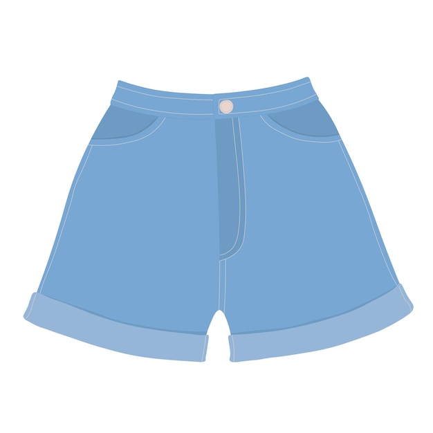 Jeans shorts voor meisje en vrouwen platte illutration vector in cartoon stijl zomerkleding