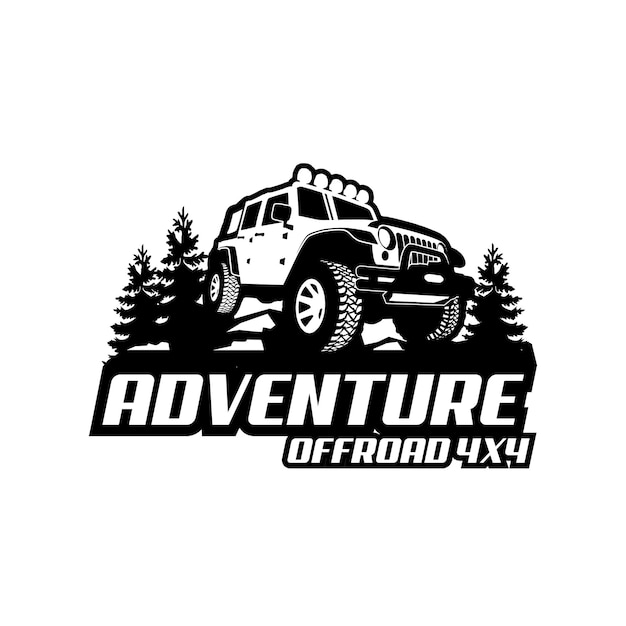 Vector jeep adventure 4x4 offroad vector silhouette illustration