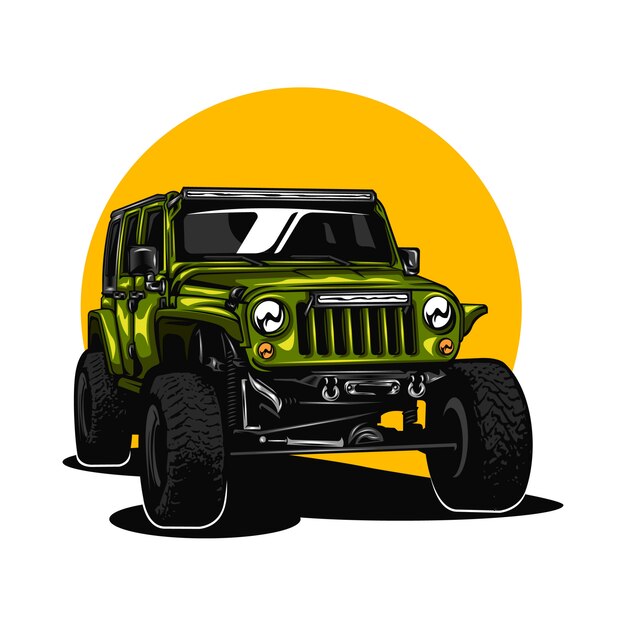 Premium Vector | Jeep car illustration with solid color