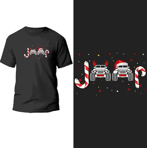 ジープ クリスマス t シャツ デザイン。