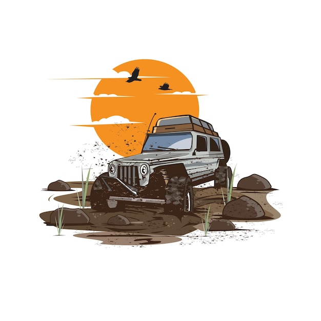 Jeep op modder een illustratie van sport